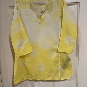 Antik Batik Yellow and White Tie-Dye Tunic /Coverup